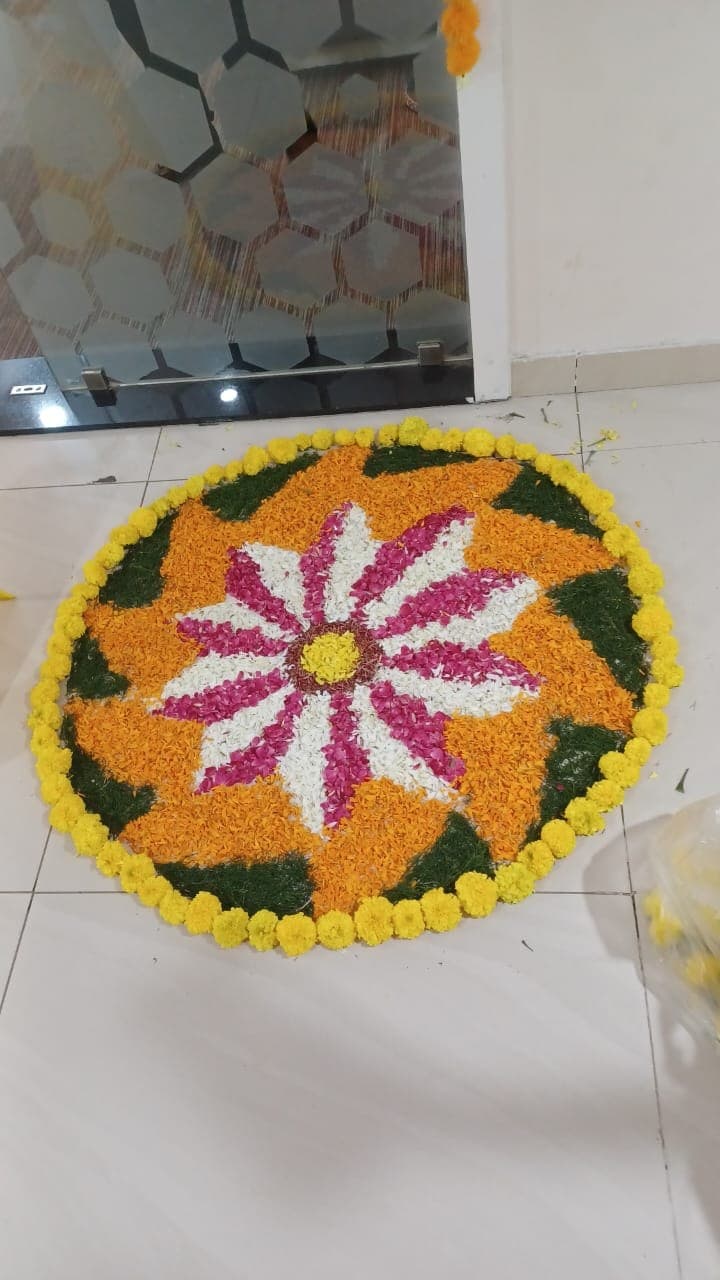Fresh Flower Pookkalam Entrance Threshold
