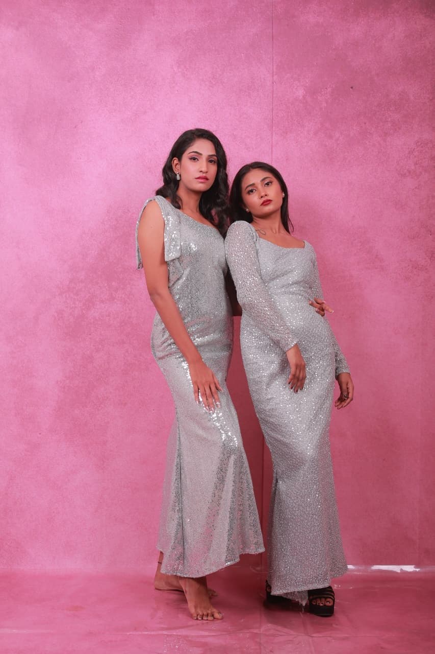 Silver Sequin Gowns Concept Shoot