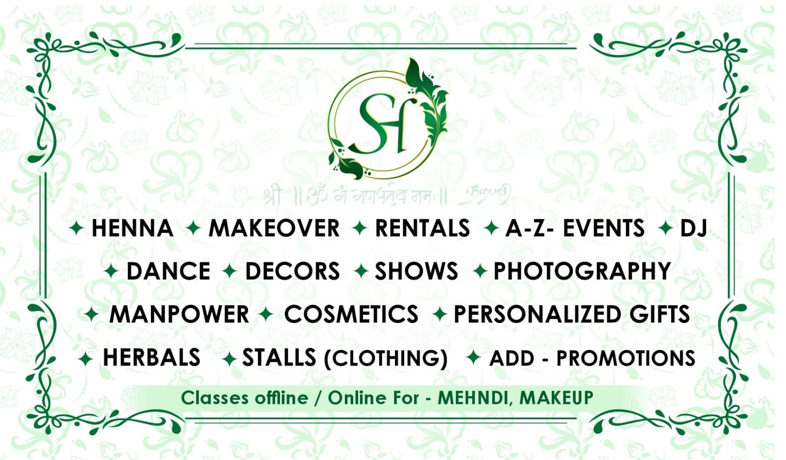 Shasmi's Comprehensive Services Directory Official Card