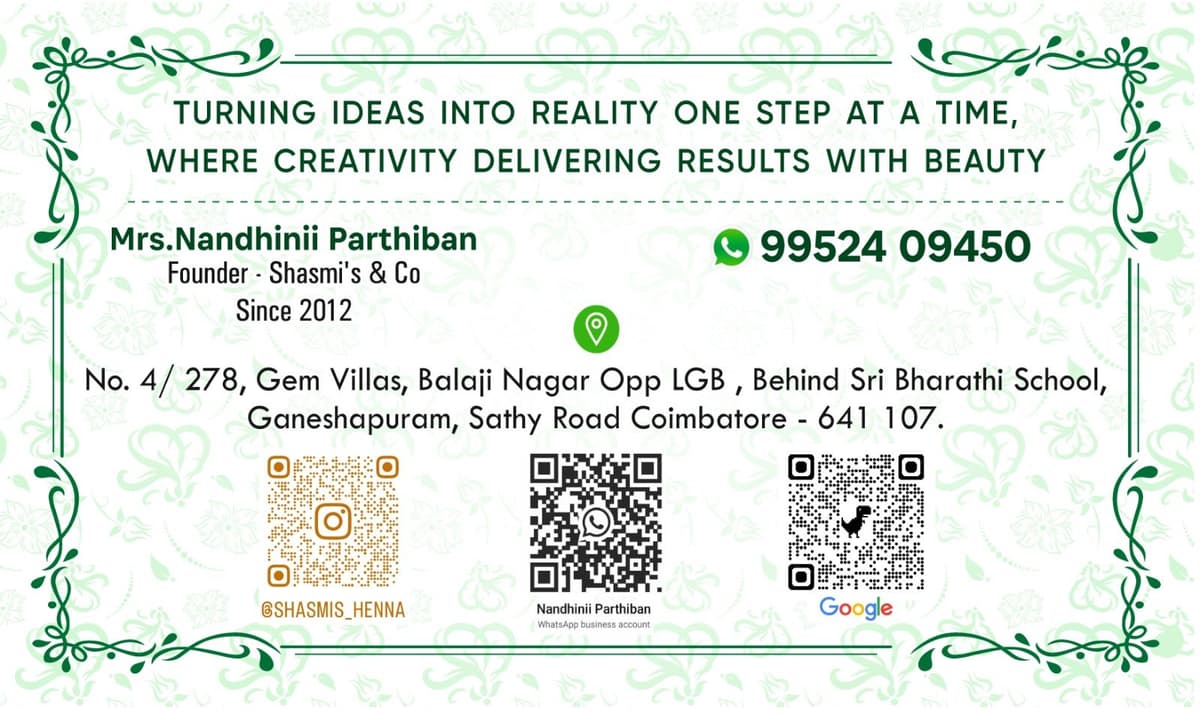 Shasmi's Henna & Makeup Artistry Official Card