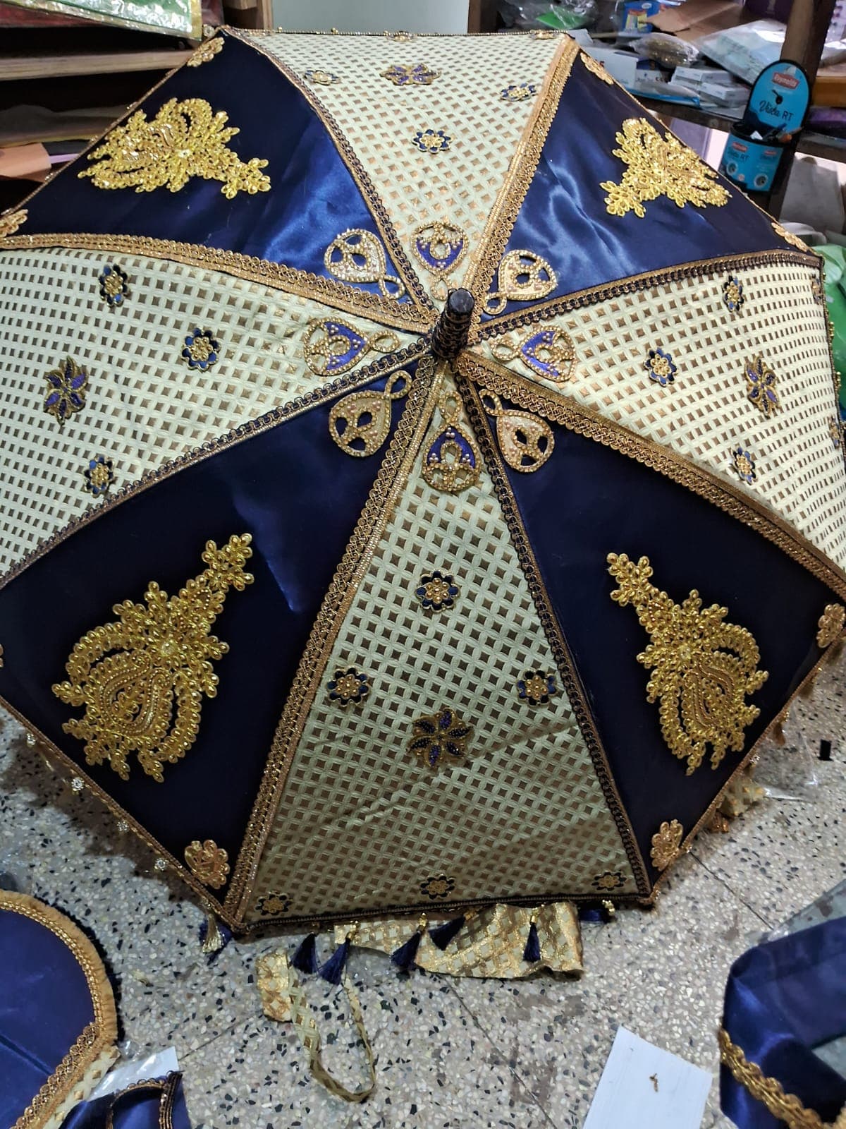 Zari-Embroidered Royal Blue Bridal Kudai
